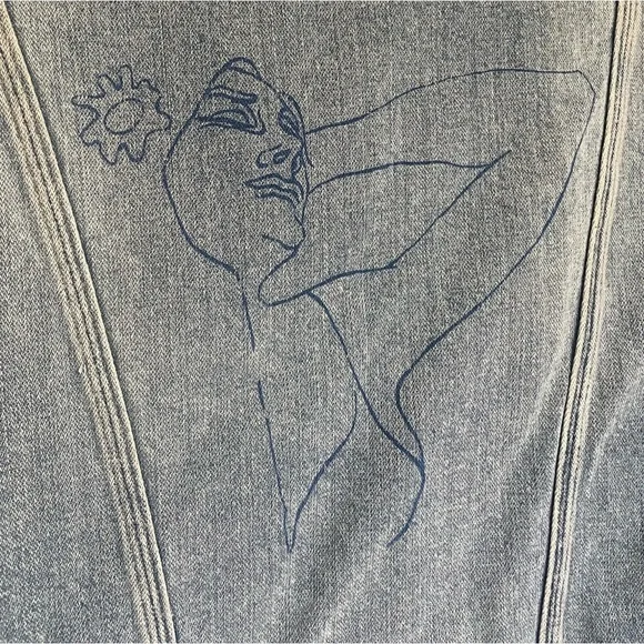 Hollister Light Medium Blue Denim Jacket Relaxed Fit Embroidered Customized Cute - Picture 10 of 10